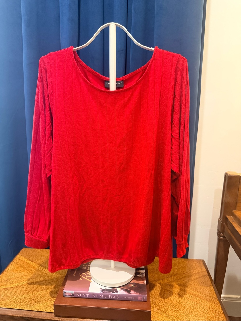 Lane Bryant Vibrant Red Long-Sleeve Scoop Neck Top